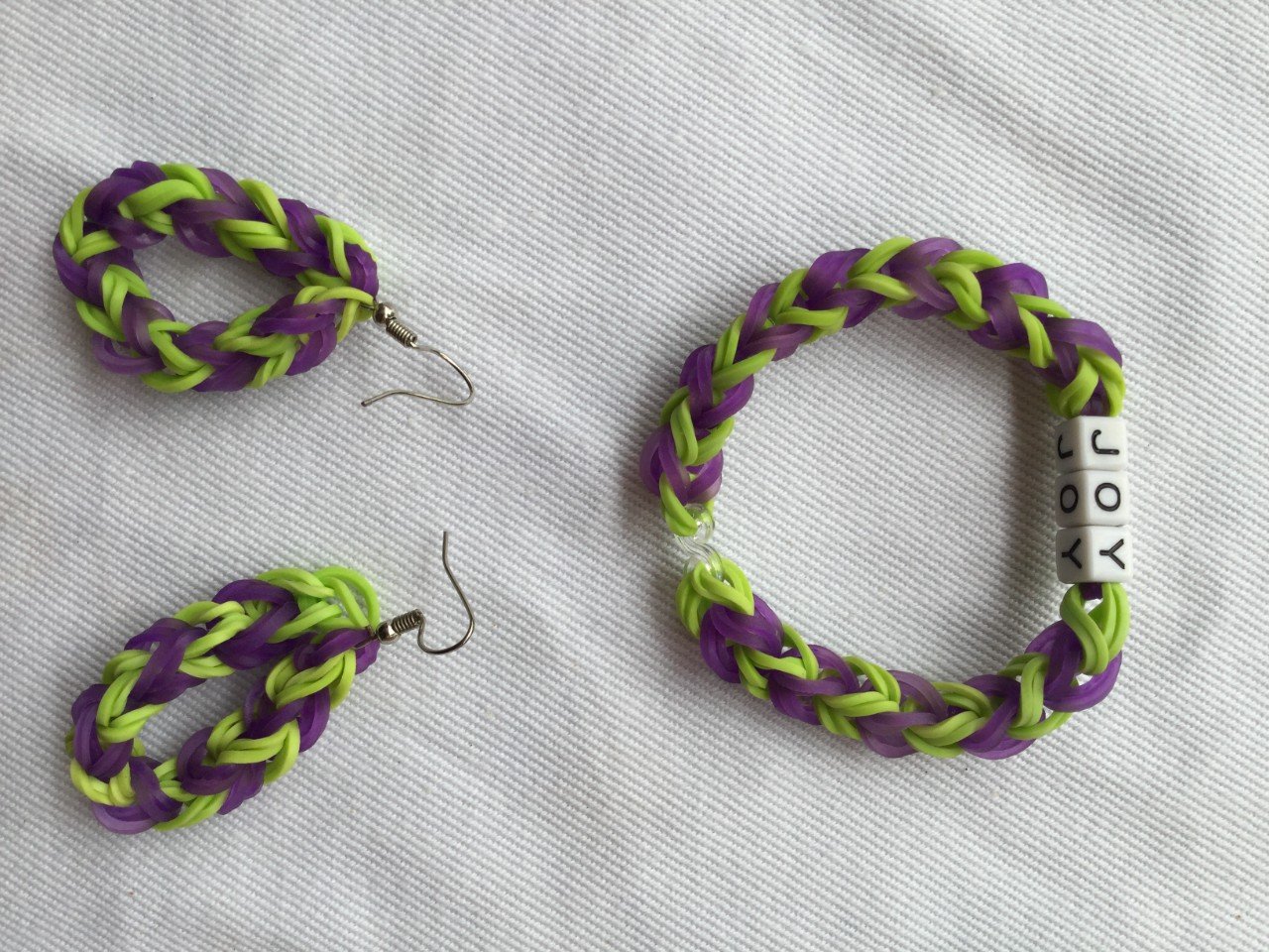 Ensemble  boucles  bracelet  vert-violet