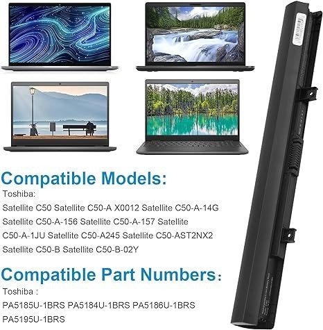 PA5184U-1BRS - BATTERIE ORDINATEUR PORTABLE POUR LAPTOPS TOSHIBA Satellite C55T-B5110; Toshiba Satellite C50; Toshiba Satellite C50-B; Toshiba Satellite C55-B; Toshiba Satellite C55D; PA5186-1BRS; PA5195-1BRS; PA5185U1BRS; PA5185U