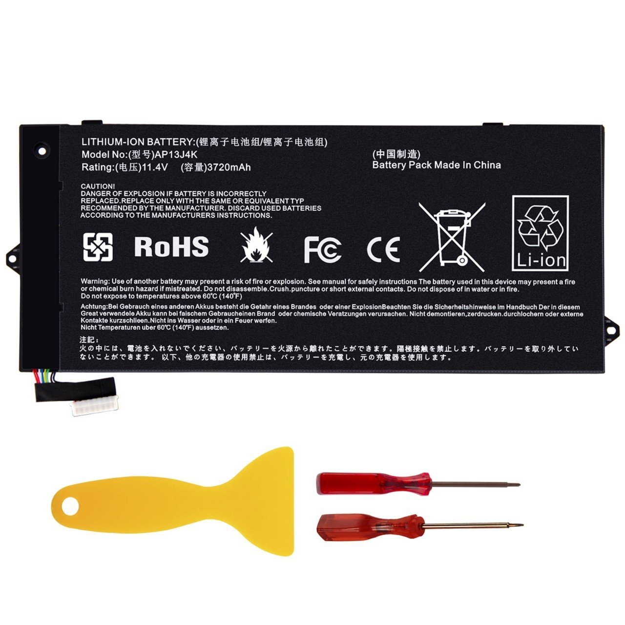 BATTERIE ORDINATEUR PORTABLE - AP13J4K POUR LAPTOPS ACER ACER Chromebook 14 CB3-431 / Chromebook 14 CB3-431-C5FM  /  Chromebook 14 CB3-431-C6UD / Chromebook 14 CP5-471 / KT.00304.001 / AP13J3K