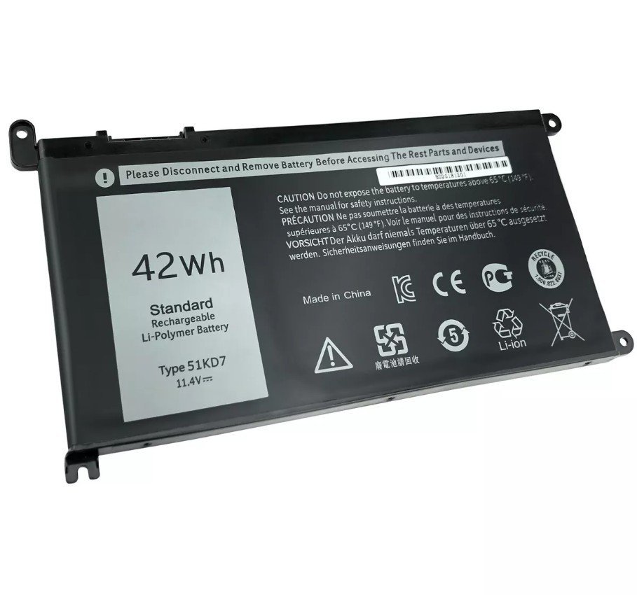 BATTERIE ORDINATEUR PORTABLE - 51KD7 POUR LAPTOPS DELL Chromebook 11 3100; 11 3100; 11 3180; 11 5190 Education / Y07HK / FY8XM / 0FY8XM