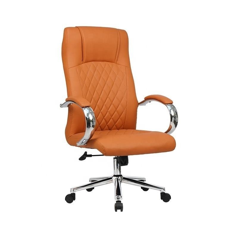 Chaise de bureau en cuir orange luxueuse 