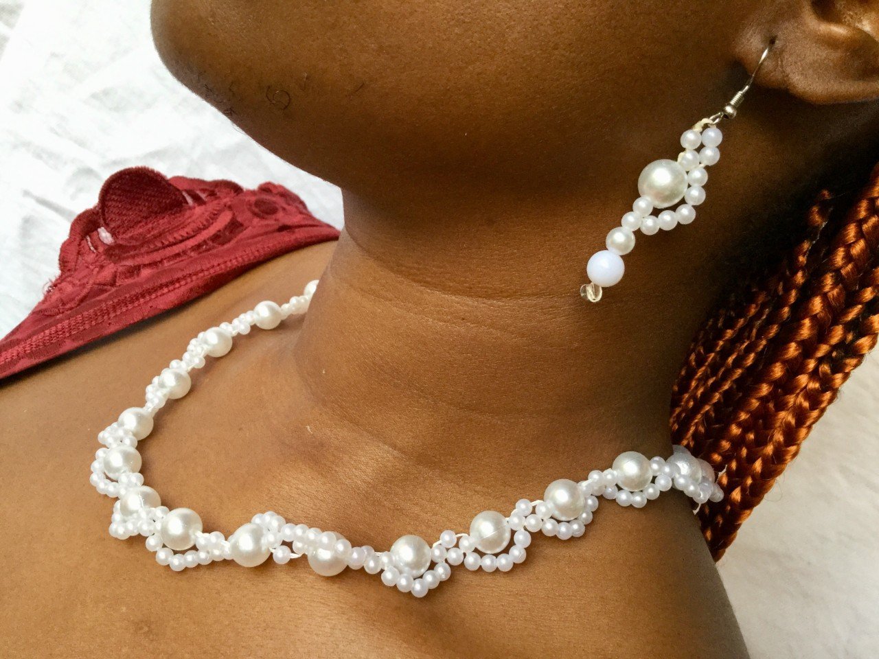 Ensemble collier boucle blanc blanc-gris 