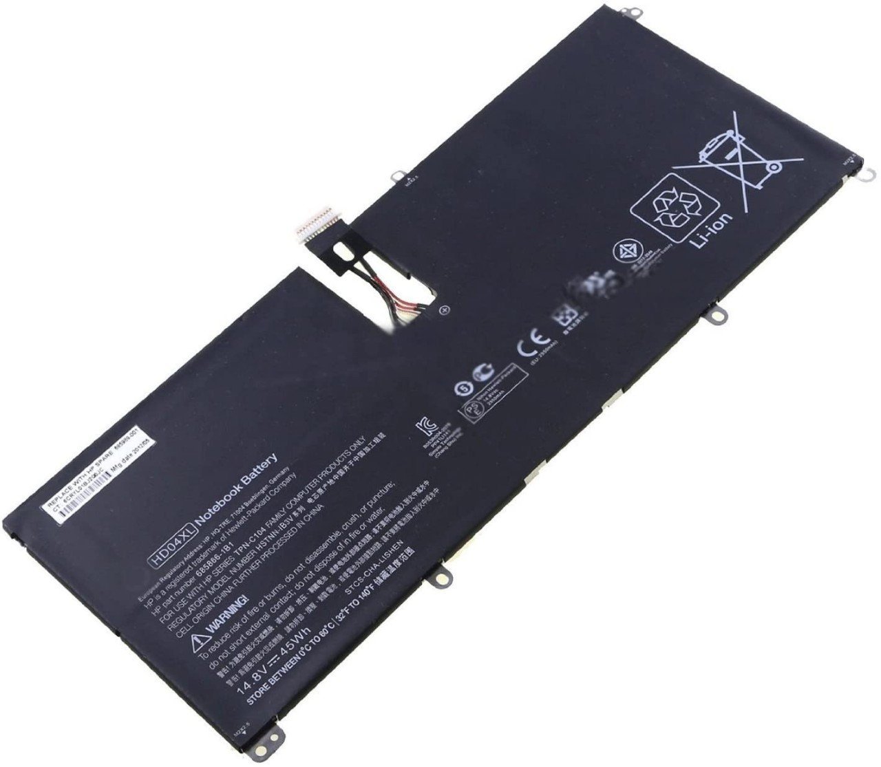 BATTERIE ORDINATEUR PORTABLE - HD04XL POUR LAPTOPS HP Envy Spectre Xt 13-2021tu; HP SpectreXT 13-2128TU; HP SpectreXT 13-2129TU; HP SpectreXT 13-2190LA NB PC; HP SpectreXT 13-2192LA NB PC; 685866-1B1; 685866-17; TPN-C104; HSTNN-IB3V 