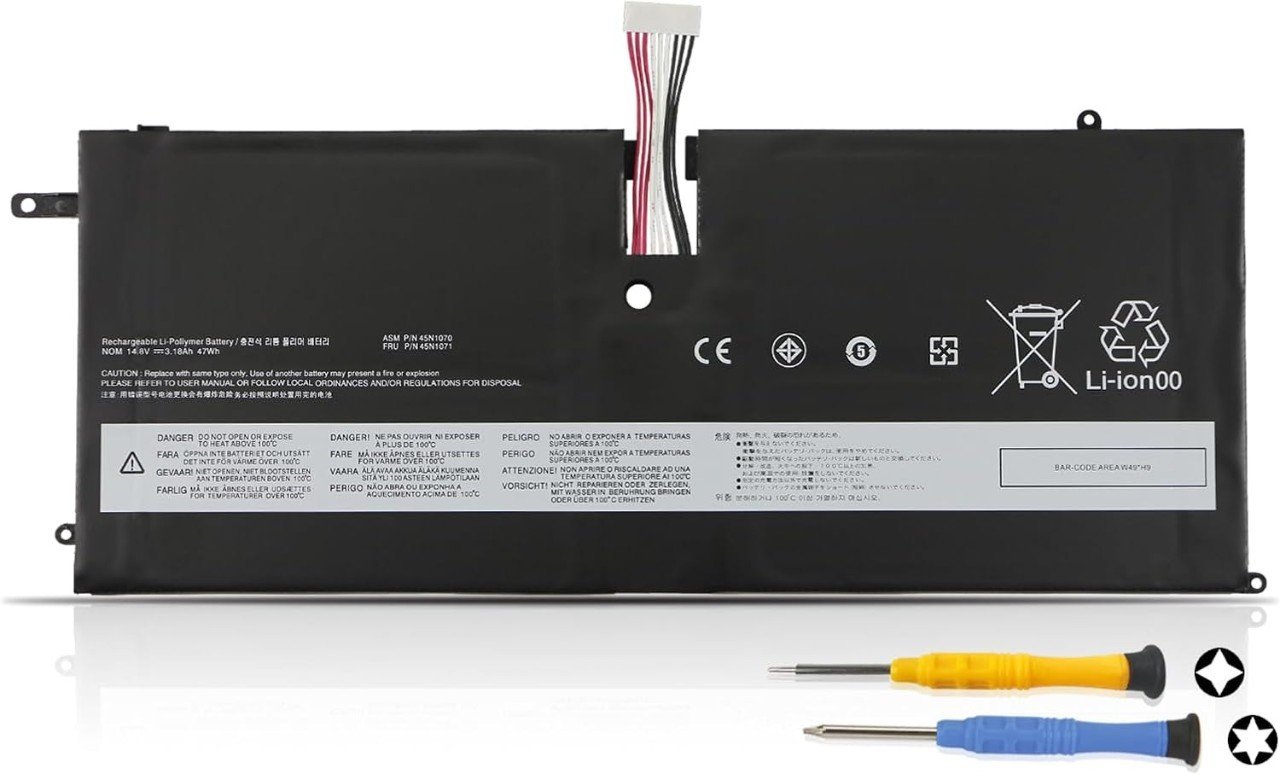 Lenovo 45N1070 Batterie Ordinateur portable Pour Lenovo ThinkPad X1 Carbon Gen 1, X1 Carbon Ultrabook 1st Gen 2012/2013 i5-3317U i5-3337U i5-3427U i7-3667U Type 34xx 3443/3444 45N1071