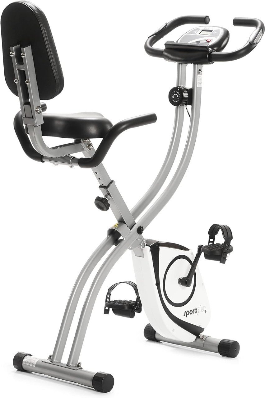 SportPlus sp-ht-1004-ie Vélo d'exercice pliant, vélo d'exercice pliant avec dossier, mesure de la fréquence cardiaque, programmes d'entraînement, silencieux et sans entretien